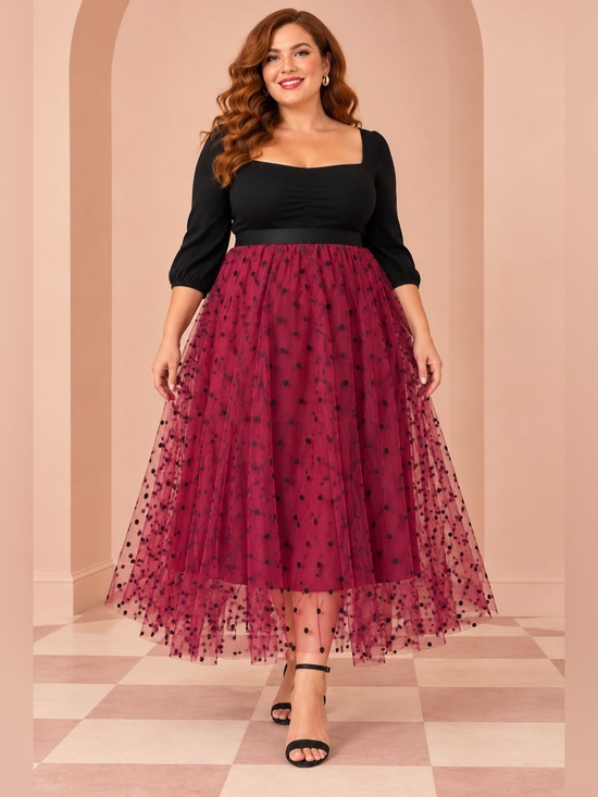Unique Vintage Dresses & Skirts - UNIQUE VINTAGE Flirty Sexy Holiday Party Polka Dot Flowy Midi Skirt NWT